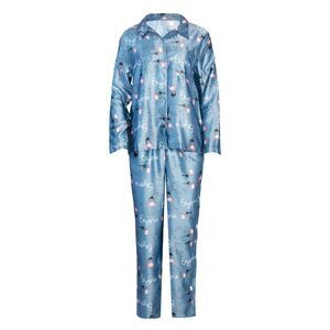 Winnie the Pooh Womens/Ladies Eeyore Satin Straight Leg Long Pyjama Set / Blue